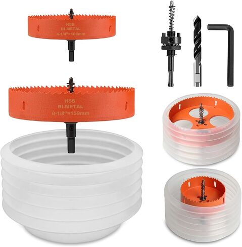 Storystore 6 1/8 Hole Saw for Recessed Lights Can Lights, 6 Inch Hole Cutter with Dust Bowl for Recessed Lighting, Hole Saw Dust Catcher with Bi-Metal Wood Drywall Hole Cutter in Saudi Arabia