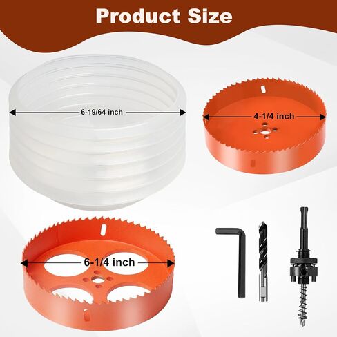 Storystore 6 1/8 Hole Saw for Recessed Lights Can Lights, 6 Inch Hole Cutter with Dust Bowl for Recessed Lighting, Hole Saw Dust Catcher with Bi-Metal Wood Drywall Hole Cutter in Saudi Arabia