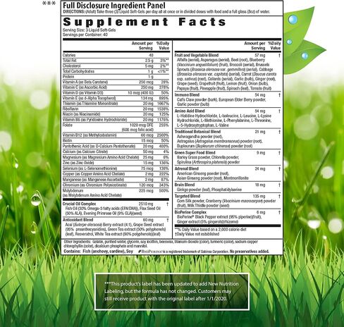 Irwin Naturals Women's Living Green Liquid-Gel Multi Vitamin - 70 Essential Nutrients, Full-Spectrum Vitamins, Wholefood Blend - Targeted Adrenal & Brain Support - 90 Liquid Softgels in Kuwait