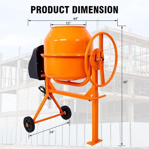 5 Cu. Ft Cement Mixer, Electric Concrete Mixer, 650W 1/3 HP Heavy Duty Concrete Mud Mixer Tools, Portable Concrete Cement Mixer with Wheels and Stand for Mortar, Stucco and Fodder in Saudi Arabia