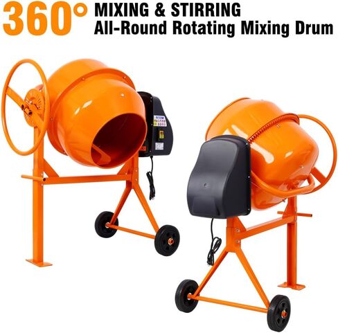 5 Cu. Ft Cement Mixer, Electric Concrete Mixer, 650W 1/3 HP Heavy Duty Concrete Mud Mixer Tools, Portable Concrete Cement Mixer with Wheels and Stand for Mortar, Stucco and Fodder in Saudi Arabia
