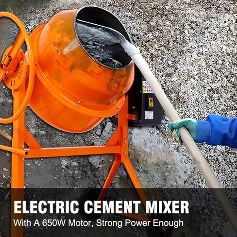 5 Cu. Ft Cement Mixer, Electric Concrete Mixer, 650W 1/3 HP Heavy Duty Concrete Mud Mixer Tools, Portable Concrete Cement Mixer with Wheels and Stand for Mortar, Stucco and Fodder in Saudi Arabia
