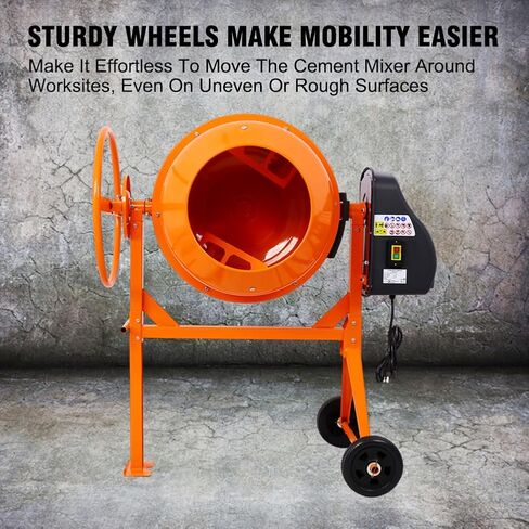 5 Cu. Ft Cement Mixer, Electric Concrete Mixer, 650W 1/3 HP Heavy Duty Concrete Mud Mixer Tools, Portable Concrete Cement Mixer with Wheels and Stand for Mortar, Stucco and Fodder in Saudi Arabia