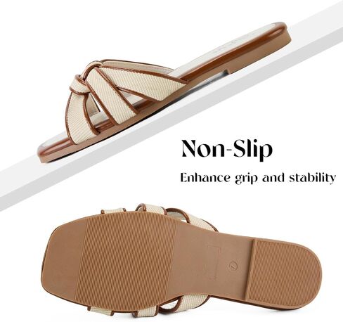 Putu Women's Flat Sandals Crisscross Strap Slide Sandals For Vacation | Cute Summer Sandals With Knot,Square Toe in Saudi Arabia