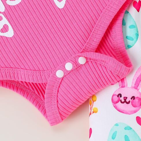 Baby Girls Easter Outfits My 1st Easter Romper Bodysuit Bunny Flare Pants Clothes Set in Saudi Arabia