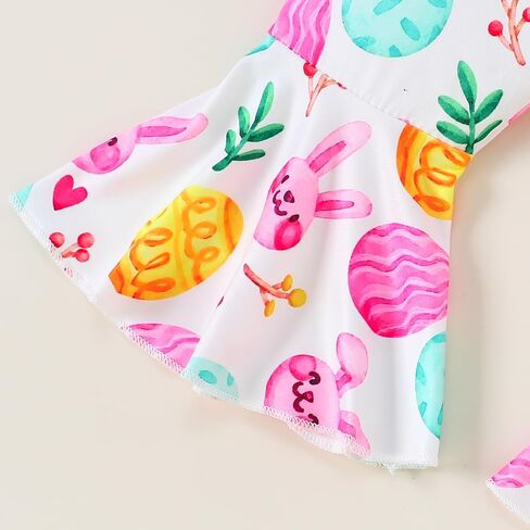 Baby Girls Easter Outfits My 1st Easter Romper Bodysuit Bunny Flare Pants Clothes Set in Saudi Arabia