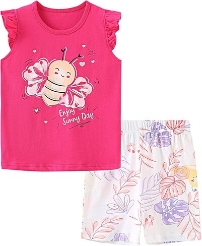 Bumeex Toddler Girls Girls Outfit Cotton Top and Shorts Setts Set in Kuwait