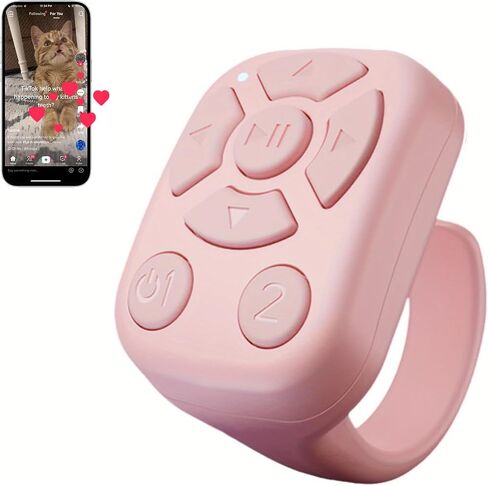 Wireless Scrolling Ring for TikTok - Bluetooth Remote Control for iPhone, iPad & Android, Fingertip Bluetooth Controller with Camera Shutter, Perfect for TikTok Videos & Music Playback (Pink) in Saudi Arabia