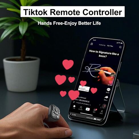 Wireless Scrolling Ring for TikTok - Bluetooth Remote Control for iPhone, iPad & Android, Fingertip Bluetooth Controller with Camera Shutter, Perfect for TikTok Videos & Music Playback (Pink) in Saudi Arabia