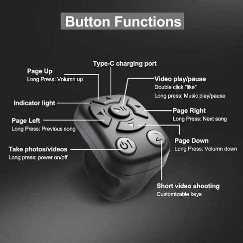 Wireless Scrolling Ring for TikTok - Bluetooth Remote Control for iPhone, iPad & Android, Fingertip Bluetooth Controller with Camera Shutter, Perfect for TikTok Videos & Music Playback (Pink) in Saudi Arabia