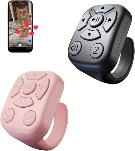 Wireless Scrolling Ring for TikTok - Bluetooth Remote Control for iPhone, iPad & Android, Fingertip Bluetooth Controller with Camera Shutter, Perfect for TikTok Videos & Music Playback (Pink) in Saudi Arabia