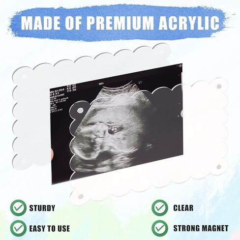 BOXOB Magnetic Scalloped Acrylic Picture Frame, 7.1x5.1 Inch Pregnancy Announcement Photo Frame Keepsake for Gender Reveal Expectant Parents Gift (Transparent) in Saudi Arabia