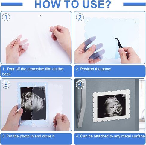 BOXOB Magnetic Scalloped Acrylic Picture Frame, 7.1x5.1 Inch Pregnancy Announcement Photo Frame Keepsake for Gender Reveal Expectant Parents Gift (Transparent) in Saudi Arabia