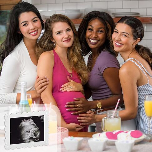 BOXOB Magnetic Scalloped Acrylic Picture Frame, 7.1x5.1 Inch Pregnancy Announcement Photo Frame Keepsake for Gender Reveal Expectant Parents Gift (Transparent) in Saudi Arabia