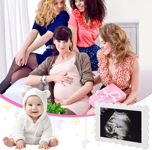 BOXOB Magnetic Scalloped Acrylic Picture Frame, 7.1x5.1 Inch Pregnancy Announcement Photo Frame Keepsake for Gender Reveal Expectant Parents Gift (Transparent) in Saudi Arabia