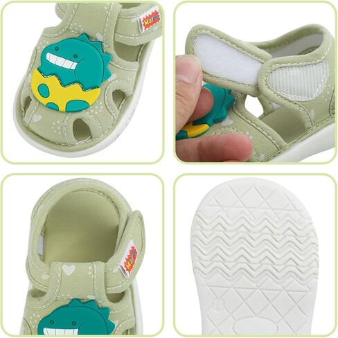 Estamico Baby Boys Girls Sandals لطيف حيوان صيفي أحذية تنفس غير قابلة للانزلاق المشي الأول ، من 9 إلى 12 شهرًا الرضيع ، الأخضر in Kuwait