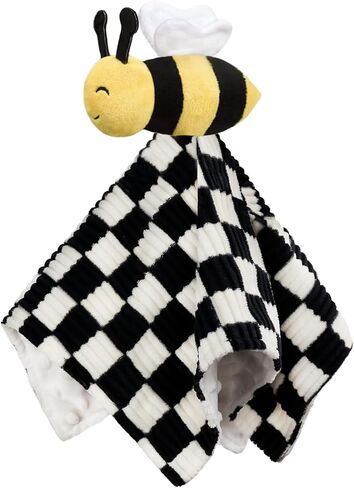 Baby Lovey Blanket for Boys Girls Super Soft Checkerboard Gingham with Minky Dot Fabric Backing Penguin Stuffed Animal Lovely Snuggle Toy Black 14 Inch in Saudi Arabia