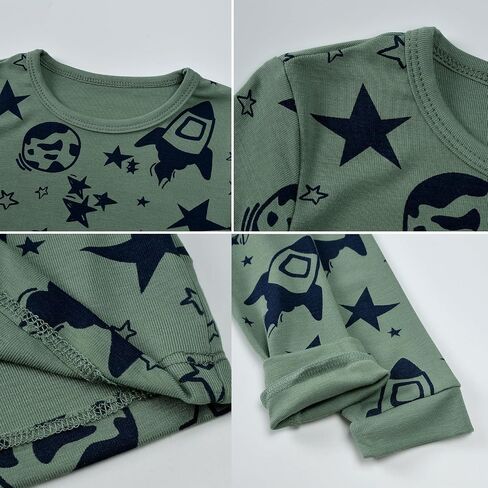 Feidoog Baby Bamboo Pajamas Set Toddler Boys 4-Piece Long Sleeve Snug Fit Sleepwear Pjs 2-7Y in Saudi Arabia