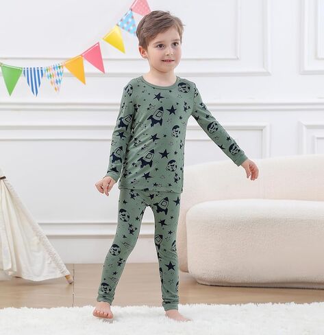 Feidoog Baby Bamboo Pajamas Set Toddler Boys 4-Piece Long Sleeve Snug Fit Sleepwear Pjs 2-7Y in Saudi Arabia
