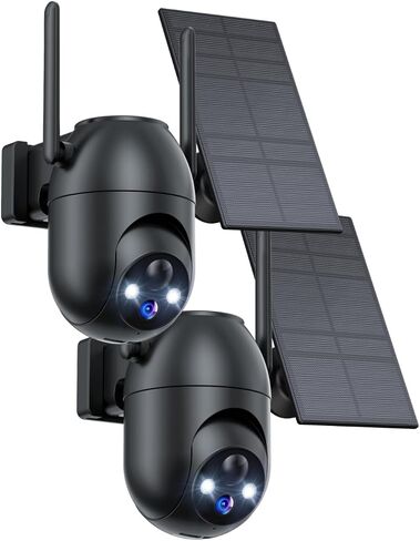 Security Cameras Wireless Outdoor Solar: 2K WiFi Camera for Home Security System - Battery Powered Cam IP66 Waterproof Motion Sensor 360° CCTV Camera- 5G Not Supported in Saudi Arabia