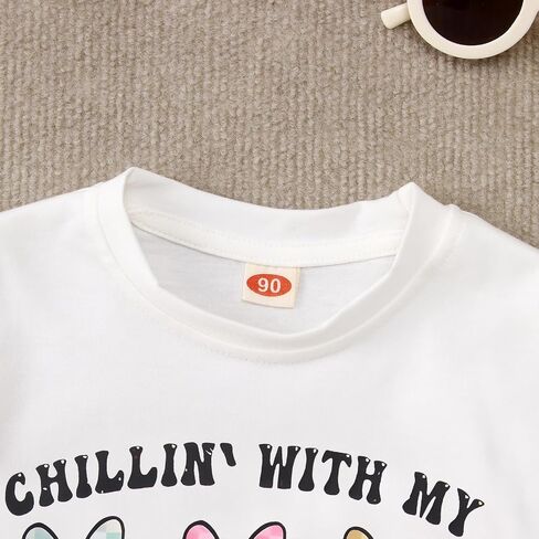 BOUTIKOME Toddler Boys Girls Easter Shirts Baby Bunny T-shirt Kids Short Sleeve Tees Chillin’ with My Peeps Tops in Saudi Arabia