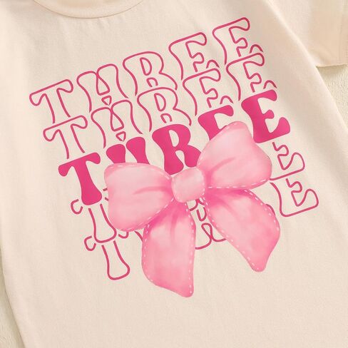 Toddler Baby Girl 1st 2nd 3rd 4th Birthday Outfit Bow One Two Three Four Year Old Short Sleeve T-Shirt Summer Clothes in Kuwait
