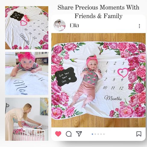 Baby Milestone Blanket for Boy, Monthly Milestone Safari Baby Blanket for Boys, Milestone Blanket Animals Theme, Baby Milestone Blanket for Baby Boy Includes Wreath, 50"x40" in Kuwait