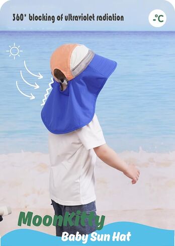 القمر Kitty Baby Girls Sun Hats Infant Toddler Sun Hat Kids Summer Water Hat في الهواء الطلق قابلة للتعديل على نطاق واسع قبعة الشاطئ UPF 50+ in Kuwait