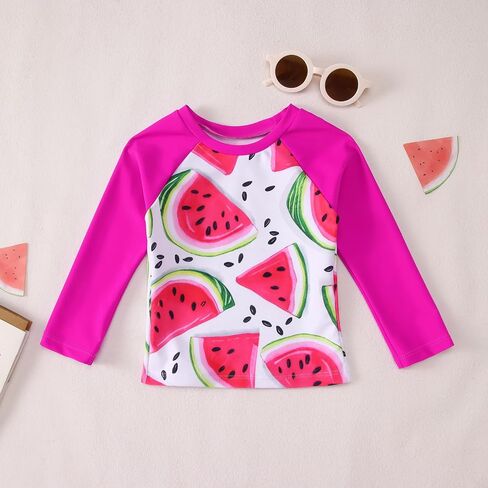 CM C&M WODRO Toddler Baby Girls Rash Guard Swimsuit Long Sleeve 2 Piece Floral Bathing Suit Bikini Bottoms Infant Swimwear in Kuwait
