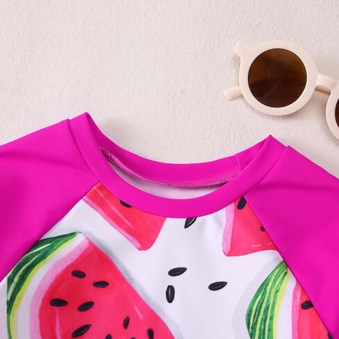 CM C&M WODRO Toddler Baby Girls Rash Guard Swimsuit Long Sleeve 2 Piece Floral Bathing Suit Bikini Bottoms Infant Swimwear in Kuwait