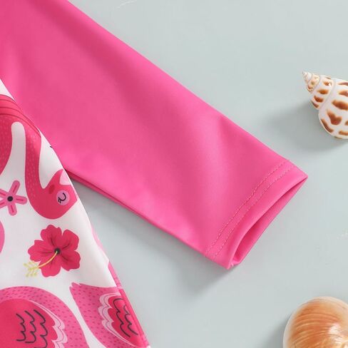 Toddler Baby Girl Long Sleeve Print Swimsuit with Sun Hat Rash Guard Bathing Suit Set in Saudi Arabia
