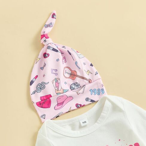 Newborn Baby Boy Girl Coming Home Outfit Letter Print Romper + Long Pants + Hat Set 3Pcs Cute Infant Clothes in Kuwait