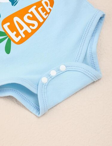 Sinda Baby Boy Easter Outter 3pcs رسالة أرنب طباعة سروال رومبير رنب القبعة قبعة الفصح in Kuwait