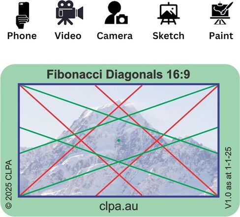 Square Diagonals Directors Viewfinder Card | Australian Designed and Made; Artist Viewfinder for Drawing and Photography; 3:2, 4:3 and 16:9 in Saudi Arabia
