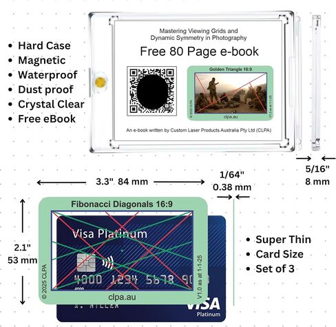 Square Diagonals Directors Viewfinder Card | Australian Designed and Made; Artist Viewfinder for Drawing and Photography; 3:2, 4:3 and 16:9 in Saudi Arabia
