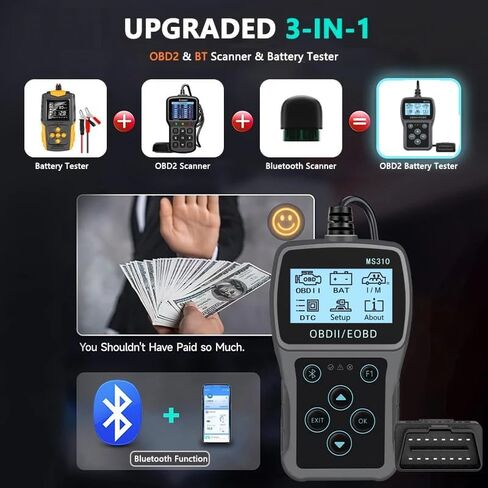 YM509 OBD2 Scanner Diagnostic Tool Live Data Code Reader 2.8'' Color Screen OBDII Scanner, Check Engine Light Fault/Smog Emission / O2 Sensor Test/Battery Tester Monitoring in Saudi Arabia