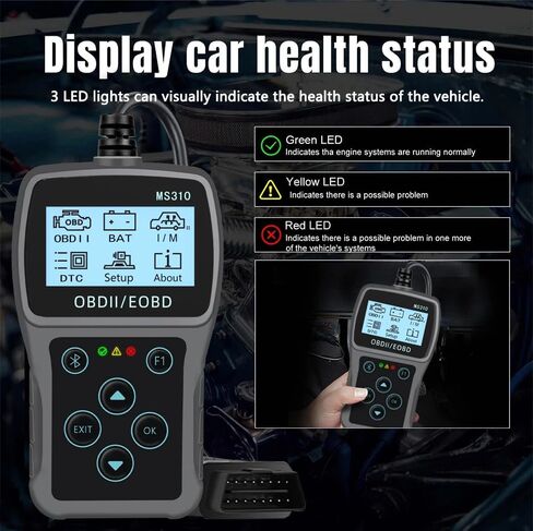 YM509 OBD2 Scanner Diagnostic Tool Live Data Code Reader 2.8'' Color Screen OBDII Scanner, Check Engine Light Fault/Smog Emission / O2 Sensor Test/Battery Tester Monitoring in Saudi Arabia
