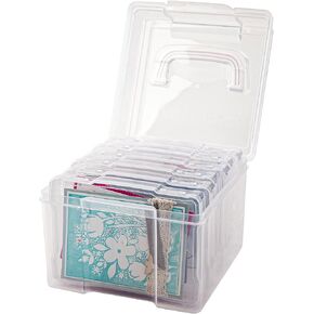 Photo Storage Containers 5x7 with Handle, 6 Inner Extra Large Photo Case, Dustproof Clear Photo Boxes Storage for Cards, Stamps, Crafts, Seeds, Office Supplies, Sticker Storage