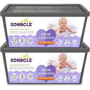Refills Compatible with Genie Easy Roll Signature Diaper Pail and Platinum Diaper Pail, 60 Bags Hold up to 2800 Newborn Diapers, Extra Thickness Powerful Odor Eliminate, Fresh Fragrance Easy to Use