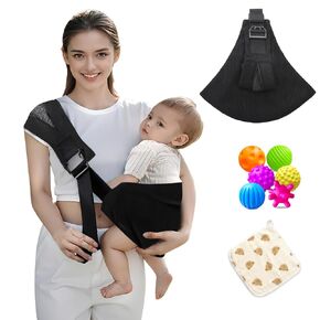 Baby Sling Carrier Adjustable Baby Sling 2025 Upgraded Toddler Sling Comfortable Baby Wrap Carriers Ergonomic-Designed, Travel Friendly Carrying 10-45 LbsLeopard
