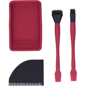 Complete Silicone Glue Kit - Woodwork Spreader Applicator Set with 2 Brushes, 1 Comb, and 1 Tray, Ideal for Uniform and Flexible Application, Easy to Clean
