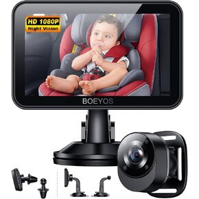 Baby Car Camera，360° Rear Facing Car Baby Monitor with Camera, Wide Clear View，Easily Observe The Baby's Move, Safe Driving for New Parents (Black)