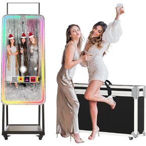 MWE Magic Mirror Photo Booth Machine Touch Screen with 1200W Pixel HD Camera,RGB Surround Light Music Sync,Professional Photography Light,Dual System,Software APP Remote Control (47in)