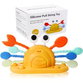 Socub Baby Toys- Silicone Suction Cup Toys for High Chair, Pull String Learning Toys for 6-12 12-18 Months, Montessori Toys for 1 Year Old, Toddler Sensory Toys｜Baby Bath Toys for 1 2 Years Old