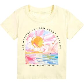 Jesus Shirts Toddler Christian Shirt His Mercies are New Every Morning Tshirt Girls Graphic Short Sleeve Tops