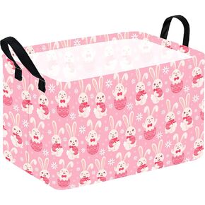 Easter Eggs Gift Rectangle Rabbit Shelf Basket Clothes Laundry Storage Box Toys Storage Bins, Bunny Basket for Kids,Laundry Hamper with Handles