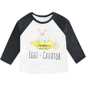 Happy Easter Shirts Toddler Eggs Cavator Shirt Cute Easter Bunny Tees Baby Girls Boys Peep Long Sleeve Tops