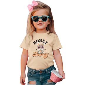 Easter Shirts for Toddler Baby Girl Honey Bunny T-Shirt Cute Rabbit Print Tops Tees Funny Short Sleeve Easter Clothes
