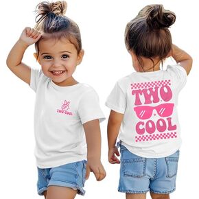 2nd Birthday Shirt Girl Two Cool 2 Year Old Outfit Girl Second Birthday Tshirt Bday Party Gift Short Sleeve Tee Top