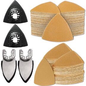 Gulrear 119PCS Multitool Sanding Pads for Oscillating Tool Sanding Attachments, Contains Triangle and Finger Sandpaper in a Variety of Grits, Detail Sanders for Woodworking, Metal and Other Surfaces